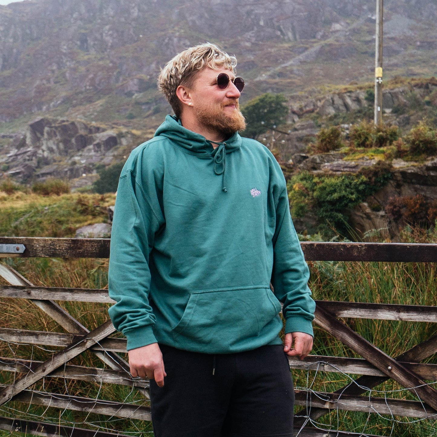 Embroidered Moss Green Hoodie