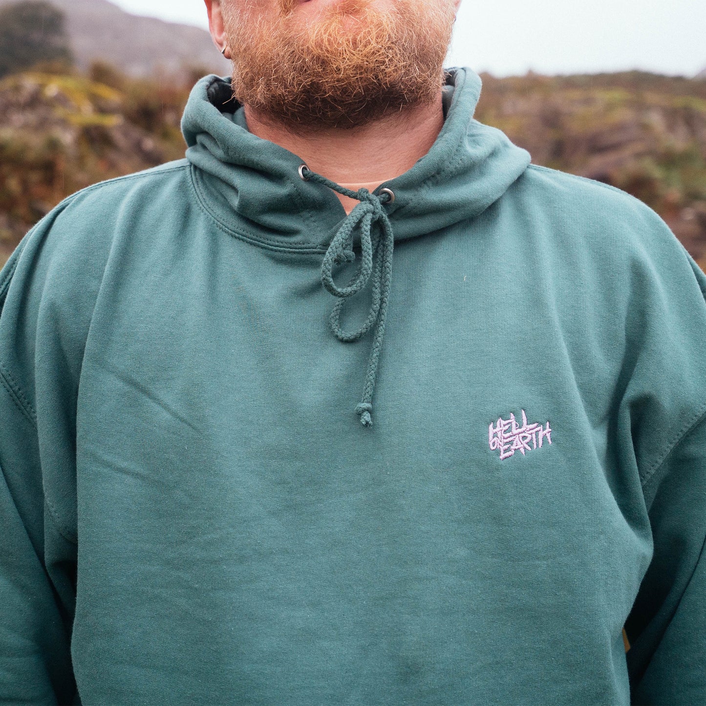 Embroidered Moss Green Hoodie