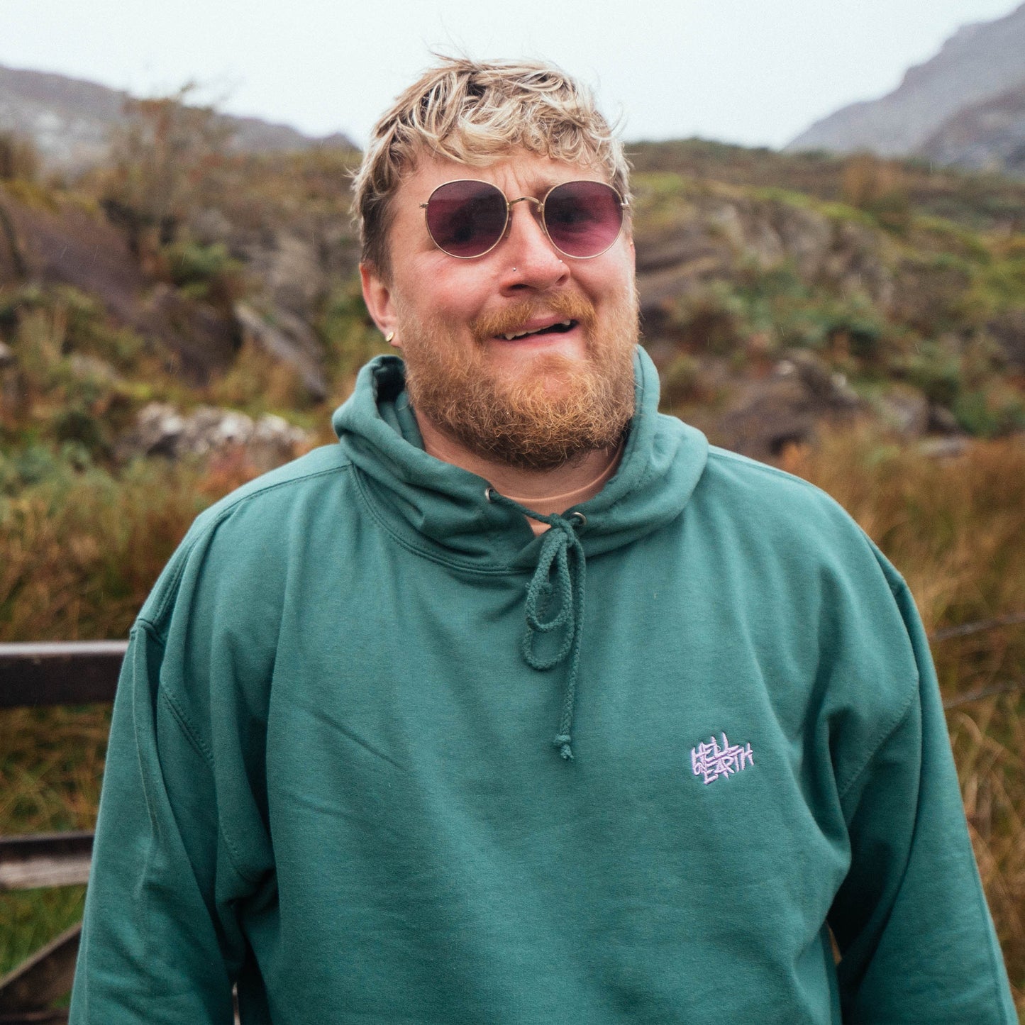 Embroidered Moss Green Hoodie